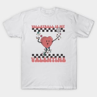 Retro Volleyball Valentines Day Heart, Volleyball Is My Valentine T-Shirt